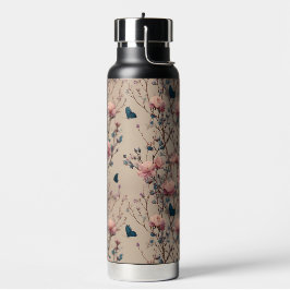 Vintage Spring Roses with Blue Butterflies ウォーターボトル