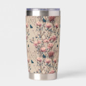 Vintage Spring Roses with Blue Butterflies 保温保冷タンブラー (背面)