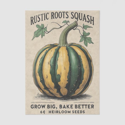 Vintage Squash Rustic Fall Harvest Decoupage 薄葉紙 (正面)