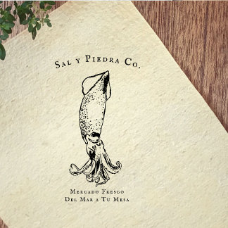 Vintage Squid Coastal Market Branding ラバースタンプ