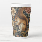 Vintage Squirrel and Flowers Pattern  カフェラテマグ (正面)