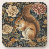 Vintage Squirrel and Flowers Pattern コースター (正面)