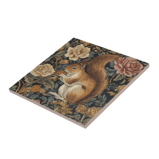Vintage Squirrel and Flowers Pattern タイル (側面)