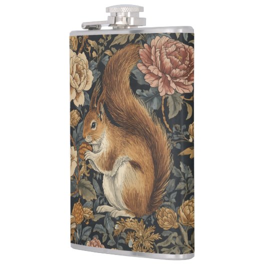 Vintage Squirrel and Flowers Pattern  フラスク (左)