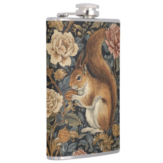Vintage Squirrel and Flowers Pattern  フラスク (右)
