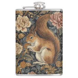 Vintage Squirrel and Flowers Pattern  フラスク
