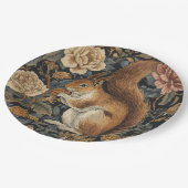 Vintage Squirrel and Flowers Pattern ペーパープレート (アングル)