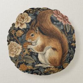 Vintage Squirrel and Flowers Pattern ラウンドクッション
