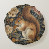 Vintage Squirrel and Flowers Pattern ラウンドクッション (裏面)