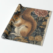 Vintage Squirrel and Flowers Pattern ラッピングペーパー (アンロールド)