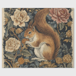 Vintage Squirrel and Flowers Pattern ラッピングペーパー