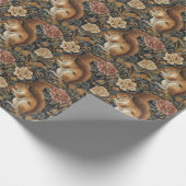 Vintage Squirrel and Flowers Pattern ラッピングペーパー (角)
