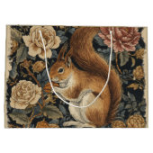 Vintage Squirrel and Flowers Pattern  ラージペーパーバッグ (裏面)