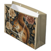 Vintage Squirrel and Flowers Pattern  ラージペーパーバッグ (正面アングル)