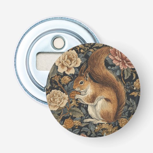 Vintage Squirrel and Flowers Pattern 栓抜き (正面)