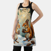 Vintage Squirrels Gathering Pinecones Christmas エプロン (インサイチュ)