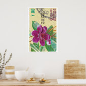 Vintage Sri Lanka Flower Print - Postage Stam ポスター (キッチン)