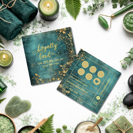 Vintage sript Emerald Green Gold and Black  ロイヤリティカード