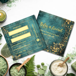 Vintage sript Emerald Green Gold and Black  ロイヤリティカード