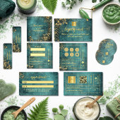 Vintage sript Emerald Green Gold and Black  ロイヤリティカード