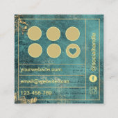 Vintage sript Emerald Green Gold and Black  ロイヤリティカード (裏面)