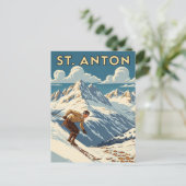 Vintage St. Anton Austria Skier Skiing ポストカード (スタンド正面)