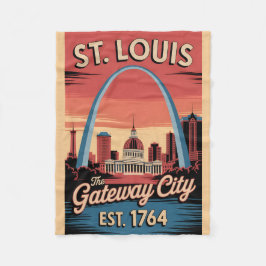 Vintage St. Louis Missouri Retro Travel Poster フリースブランケット