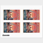 Vintage St. Louis Missouri Retro Travel Poster 長方形シール (シート)