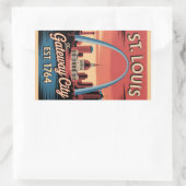Vintage St. Louis Missouri Retro Travel Poster 長方形シール (バッグ)