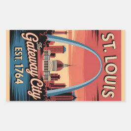 Vintage St. Louis Missouri Retro Travel Poster 長方形シール