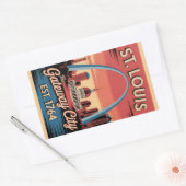 Vintage St. Louis Missouri Retro Travel Poster 長方形シール (封筒)