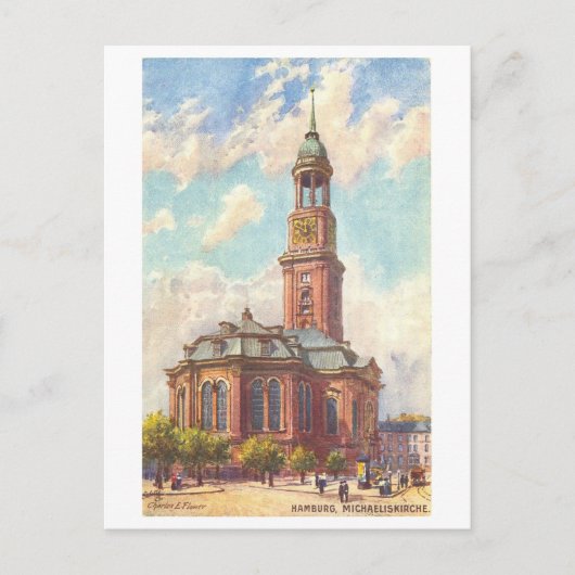 Vintage St. Michael's Church in Hamburg, Germany ポストカード (正面)