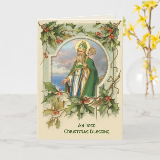 Vintage St. Patrick Irish Christmas Blessing カード (黄色い花)
