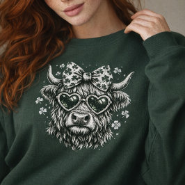 Vintage St. Patrick's Day Highland Cow スウェットシャツ