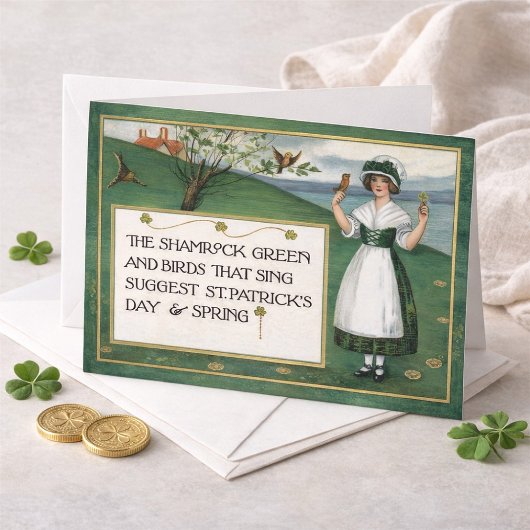 Vintage St. Patrick's Day with Irish Girl シーズンカード