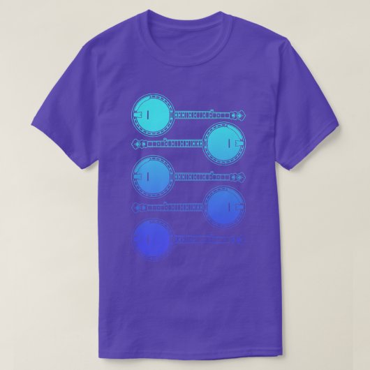 Vintage Stacked Banjos Bluegrass Music Retro Blue Tシャツ (デザイン正面)