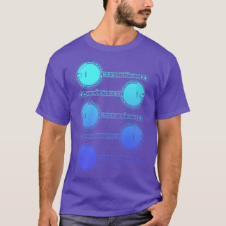 Vintage Stacked Banjos Bluegrass Music Retro Blue  Tシャツ