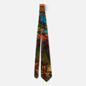 Vintage Stained Glass with Peacocks and Flowers ネクタイ (裏面)