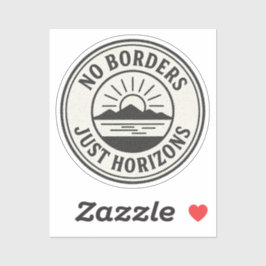 Vintage Stamp – “No Borders, Just Horizons”. シール