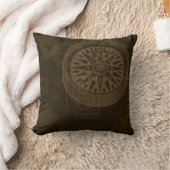 Vintage Stamps & Compass Pillow クッション (ブランケット)