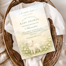 Vintage Standing Lamb Meadow Floral Baby Shower
