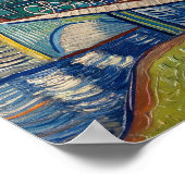 Vintage Steam Engine crossing Bridge painting ポスター (角)