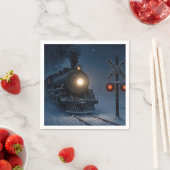 Vintage Steam Engine Locomotive In Winter スタンダードカクテルナプキン (インサイチュ)