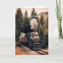 Vintage Steam Engine Train Happy Birthday カード