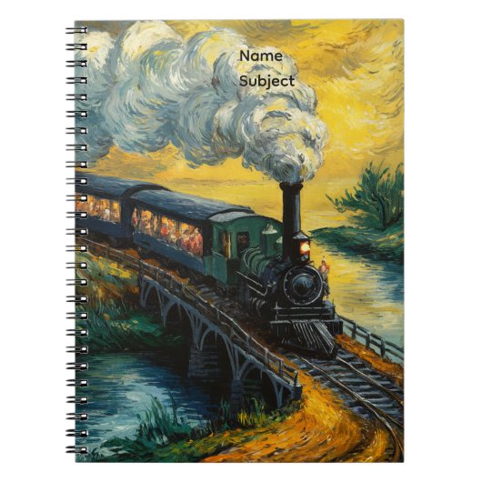 Vintage Steam Engine Train Painting ノートブック (正面)