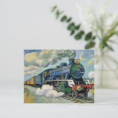 Vintage Steam Engine Train painting ポストカード (スタンド正面)