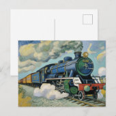 Vintage Steam Engine Train painting ポストカード (正面/裏面)