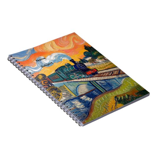 Vintage Steam Engine Train Sketch ノートブック (右側)