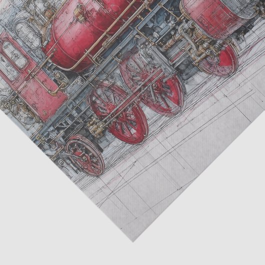 Vintage Steam Train Blueprint 薄葉紙 (詳細)