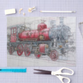 Vintage Steam Train Blueprint 薄葉紙 (クラフト)